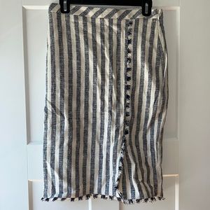 Banana republic | cream and navy striped tweed skirt